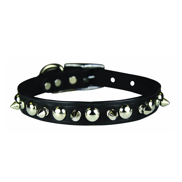 OmniPet Spiked & Studded Latigo Leather Dog Collar - 1"