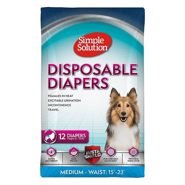 Simple Solution Disposable Female Dog Diapers - Medium (12pk)