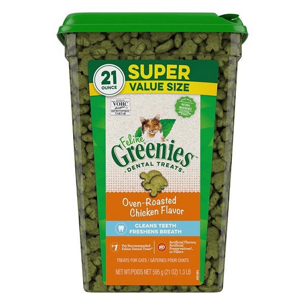 Greenies Feline Oven Roasted Chicken Flavor Adult Dental Cat Treats - 21oz