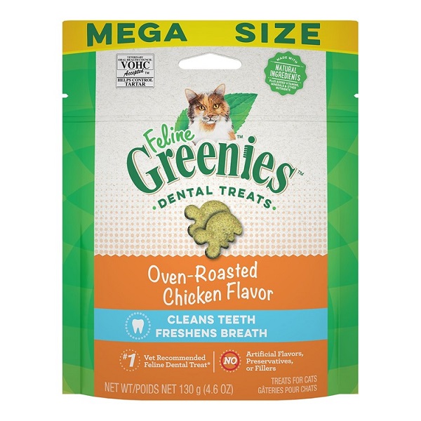 Greenies Feline Oven Roasted Chicken Flavor Adult Dental Cat Treats - 4.6oz