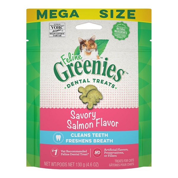 Greenies Feline Savory Salmon Flavor Adult Dental Cat Treats - 4.6oz