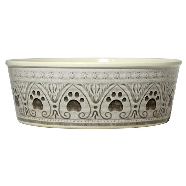 TarHong Medallion Paw Print Pet Bowl - Natural (Medium)