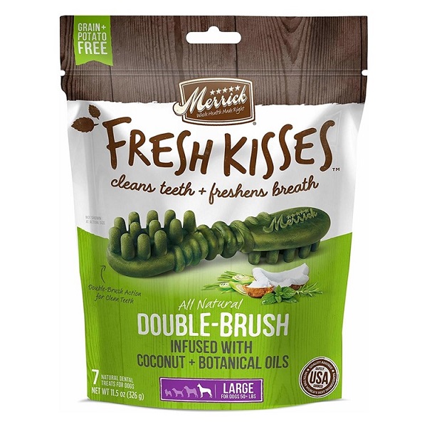 Merrick Fresh Kisses Double-Brush Coconut Dental Dog Treats - Large (11.5oz)