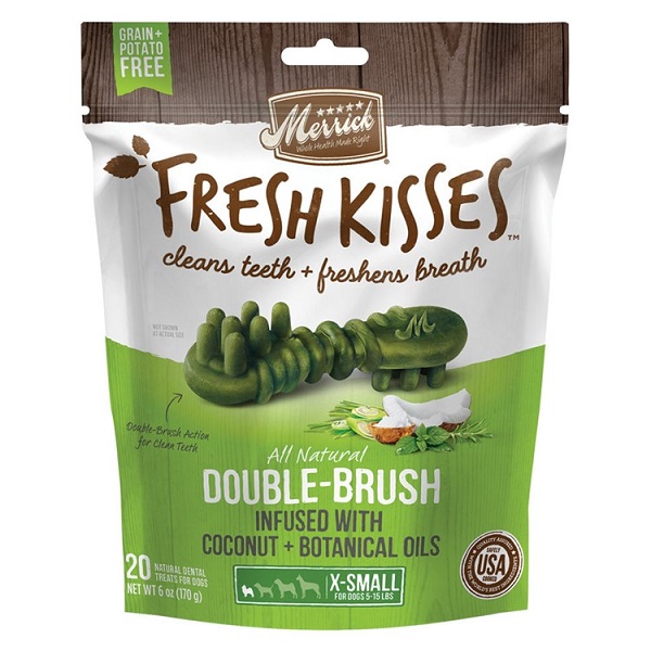 Merrick Fresh Kisses Double-Brush Coconut Dental Dog Treats - XS (6oz)