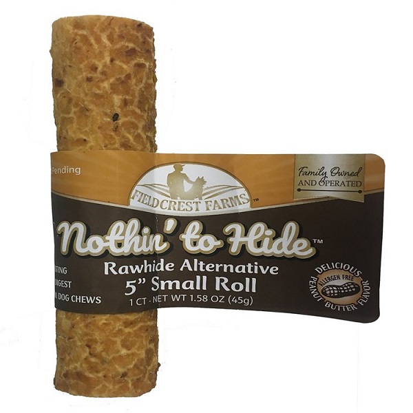 Nothin' To Hide Peanut Butter Flavor Rawhide Alternative Roll Dog Chew (Single) - Small (5")
