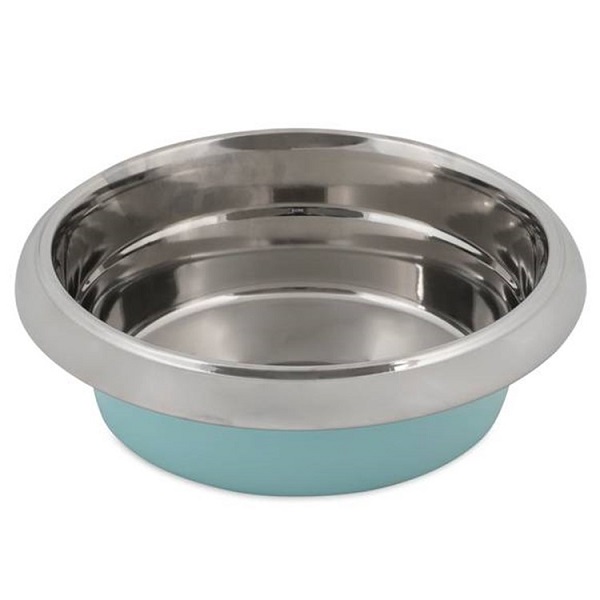 Petmate Easy Grip Stainless Steel Pet Bowl - Light Blue (8 Cup)