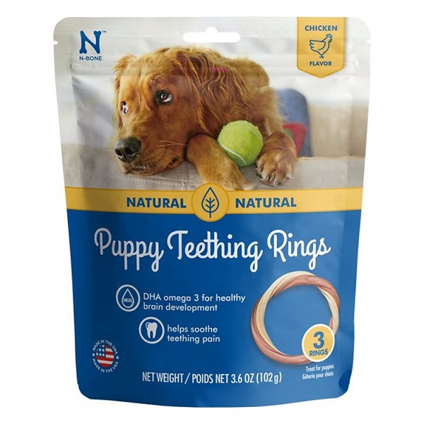 N-Bone Puppy Teething Ring Chicken Flavor Grain-Free Dog Treats - 3pk
