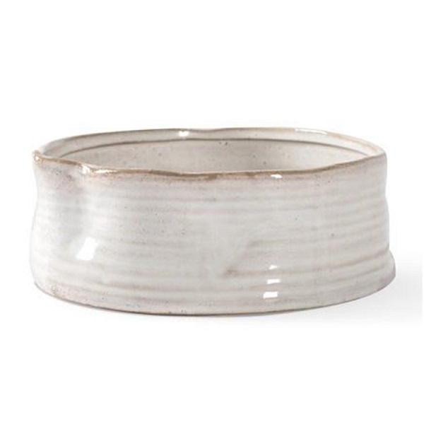 Fringe Studio Ribbed Stoneware Pet Bowl - White (Medium)