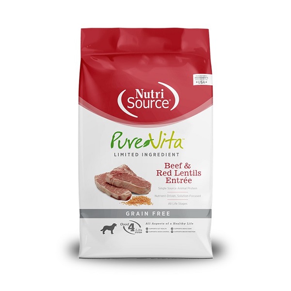 NutriSource Pure Vita Grain Free Beef & Red Lentil Entr&eacute;e Dog Food - 25lb