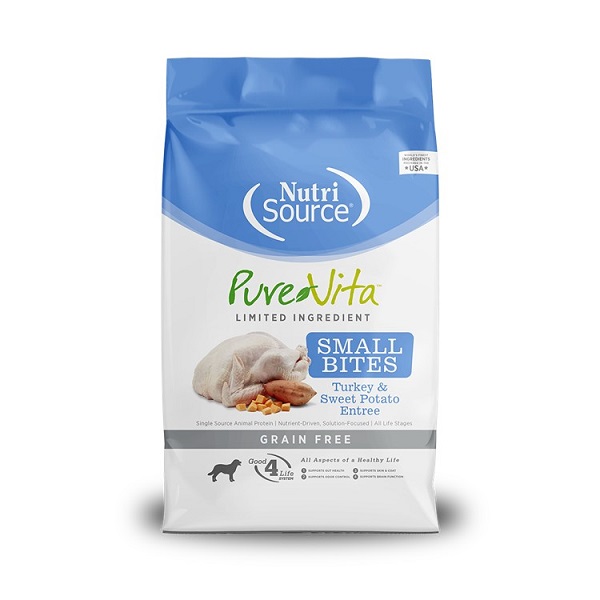 NutriSource Pure Vita Grain Free Turkey & Sweet Potato Entree Small Bites Dog Food - 5lb
