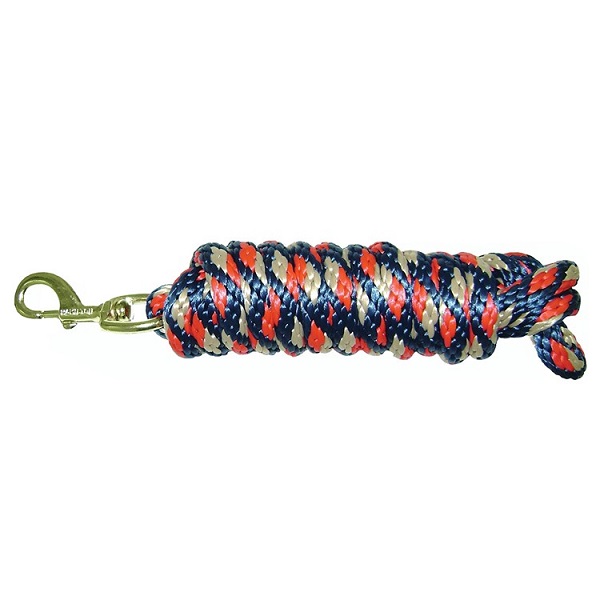 5/8" Poly Lead Rope w/Bolt Snap - Red/Navy (10')