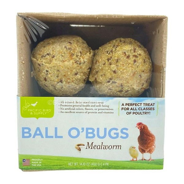 Pacific Bird & Supply Chicken Grub Ball O' Bugs Mealworms - 14oz
