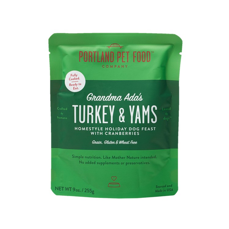 Portland Pet Food Grandma Ada's Turkey & Yams Pouch Dog Meal - 9oz