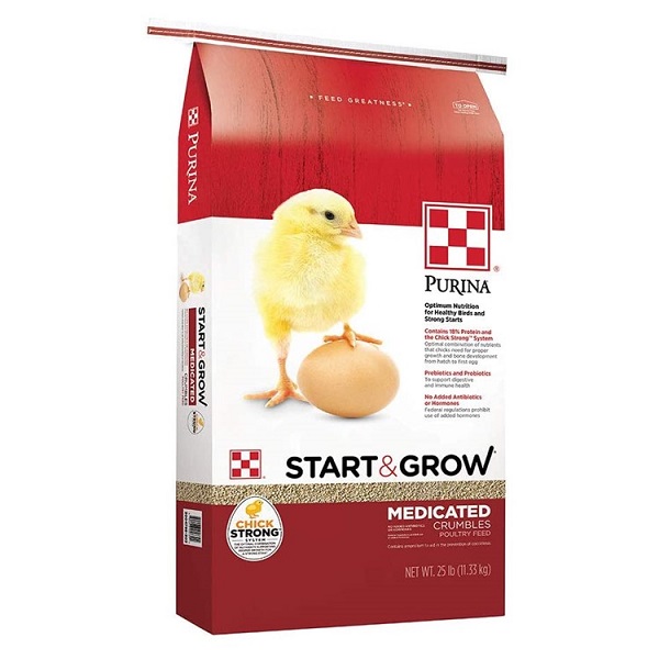 Purina Start & Grow Medicated Crumbles Poultry Feed - 25lb
