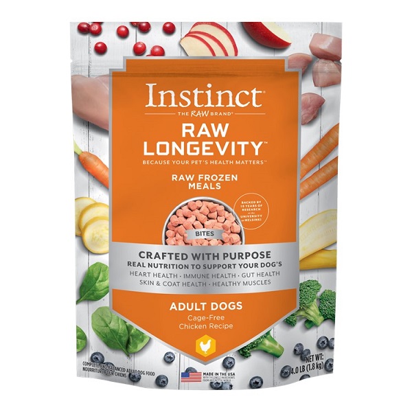 Instinct Raw Longevity Frozen Bites Cage-Free Chicken Recipe