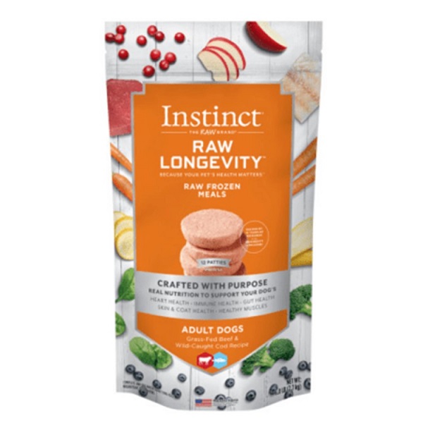 Instinct Raw Longevity Frozen Patties Grass-Fed Beef & Wild-Caught Cod Recipe 6lb