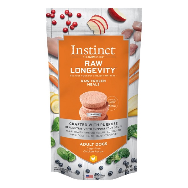 Instinct Raw Longevity Frozen Patties Cage-Free Chicken Recipe 6lb