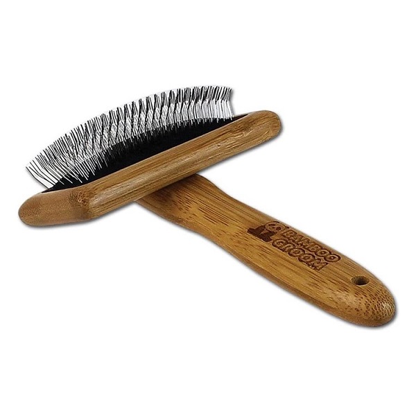 Alcott Bamboo Groom Slicker Brush w/Stainless Steel Pins For Pets