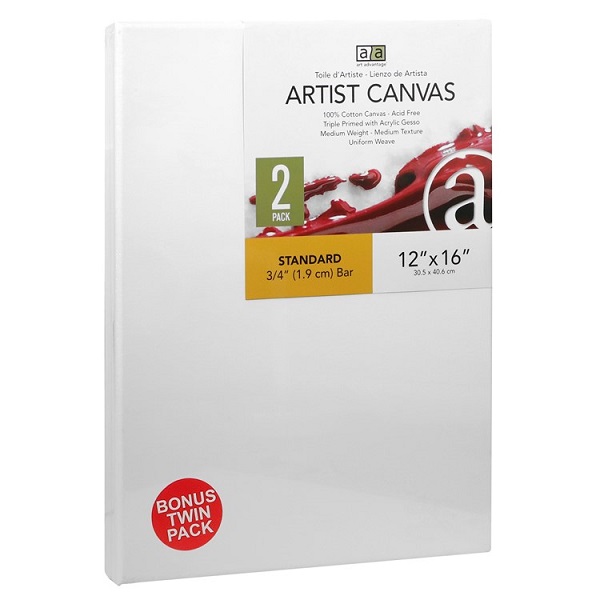 Art Advantage Artist Canvas - 2pk (12" x 16")
