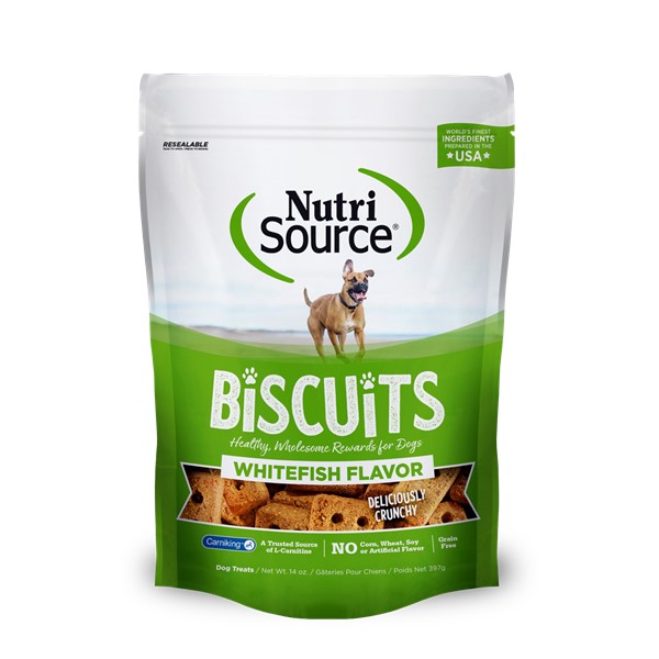 NutriSource Whitefish Biscuits Healthy Grain Free Dog Treats 14oz