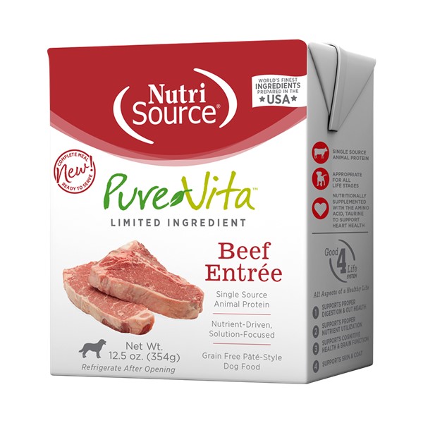 NutriSource Pure Vita Beef Entrée Limited Ingredient Grain Free Wet Dog Food