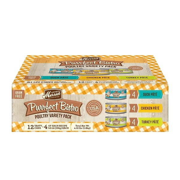 Merrick Purrfect Bistro Poultry Variety Pack Grain-Free Wet Cat Food - 12ct