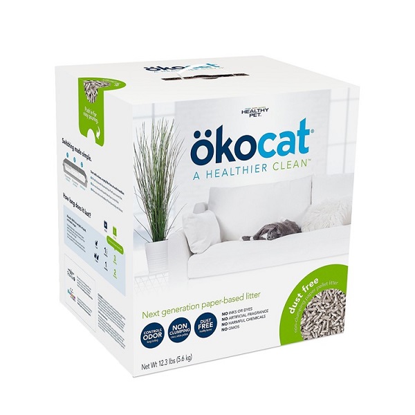 Healthy Pet Okocat Dust-Free Unscented Non-Clumping Paper Pellet Cat Litter - 12.3lb