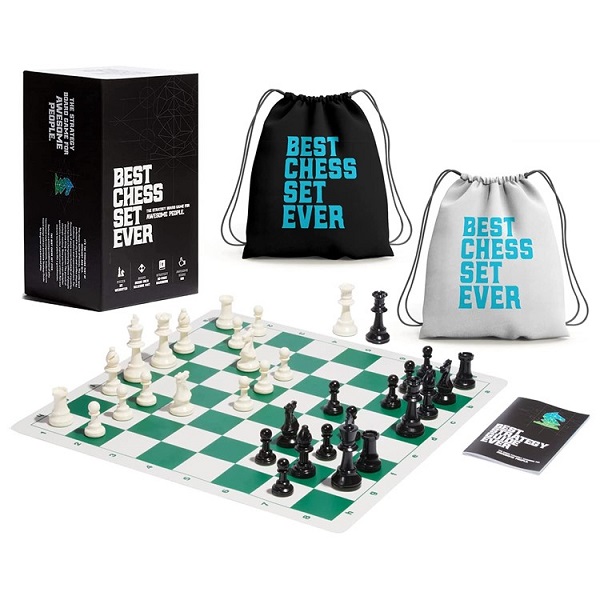 Best Chess Set Ever XL w/Weighted & Double-Sided Board