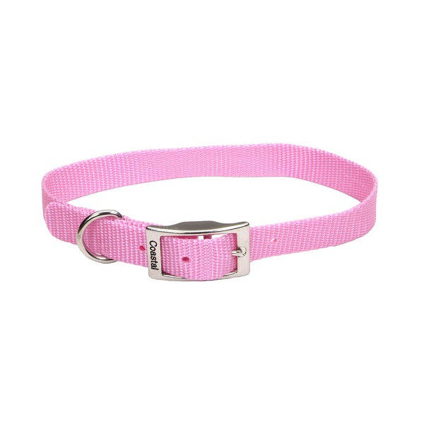Coastal Pet Products 3/4" Adjustable Single-Ply Dog Collar w/Metal Buckle (18") - Pink