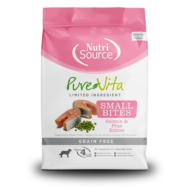NutriSource Pure Vita Grain Free Salmon & Peas Recipe Small Bites Dry Dog Food - 5lb