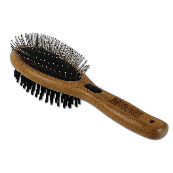 Alcott Bamboo Groom Combo Pet Brush w/Bristles & Stainless Steel Pins - Large