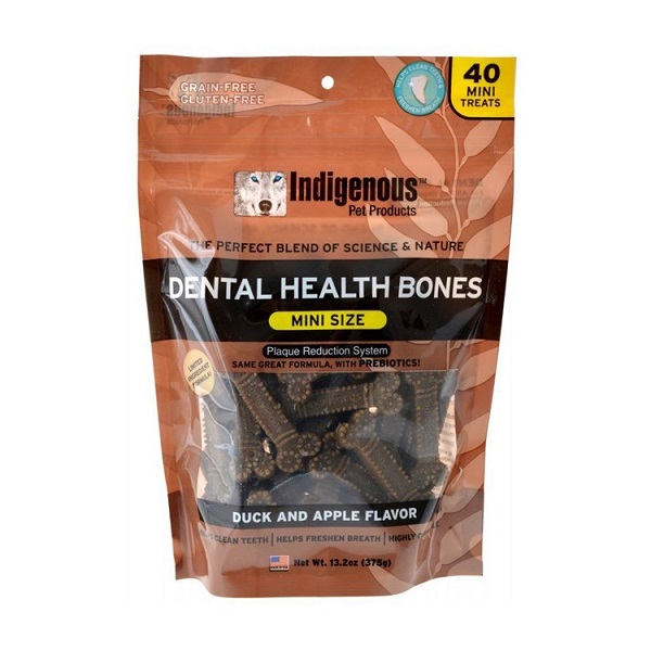 Indigenous Pet Products Dental Health Mini Bones Duck & Apple Flavor - 40ct