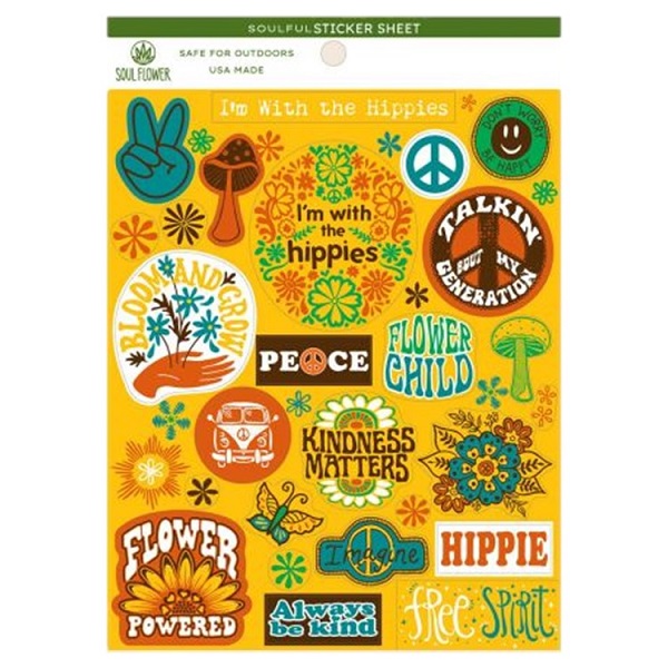 Soul Flower Sticker Sheet - I'm with the Hippies