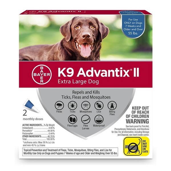 K9 Advantix II Flea & Tick Spot Treatment for Dogs - 2 Doses