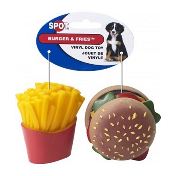 Ethical Pet Burgers & Fries Vinyl Dog Toy - 2pk