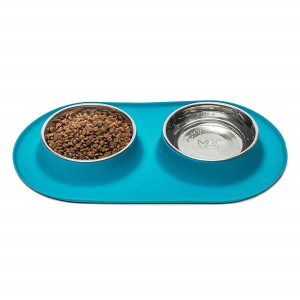 Messy Mutts Double Silicone Feeder with Stainless Bowls