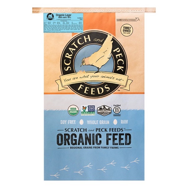 Scratch & Peck Naturally Free Organic Layer w/Corn 18% Poultry Feed (40lb)