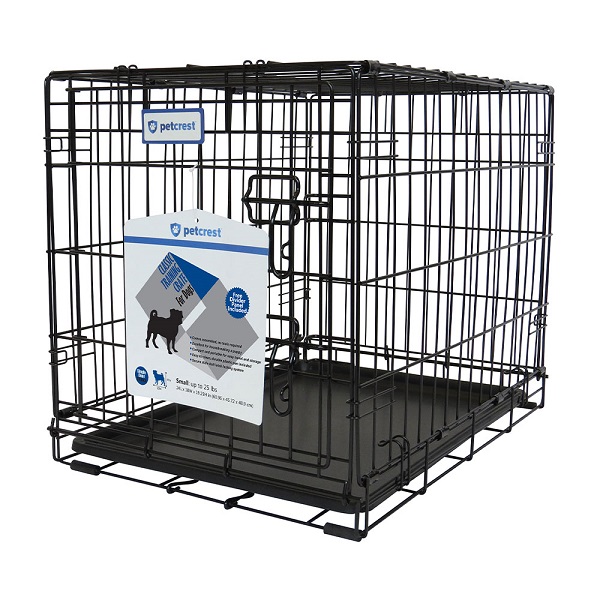 Petcrest Wire Single Door Dog Crate - Black