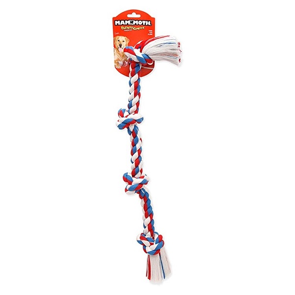 Mammoth Flossy Chews Color Rope 4 Knot Tug - Large