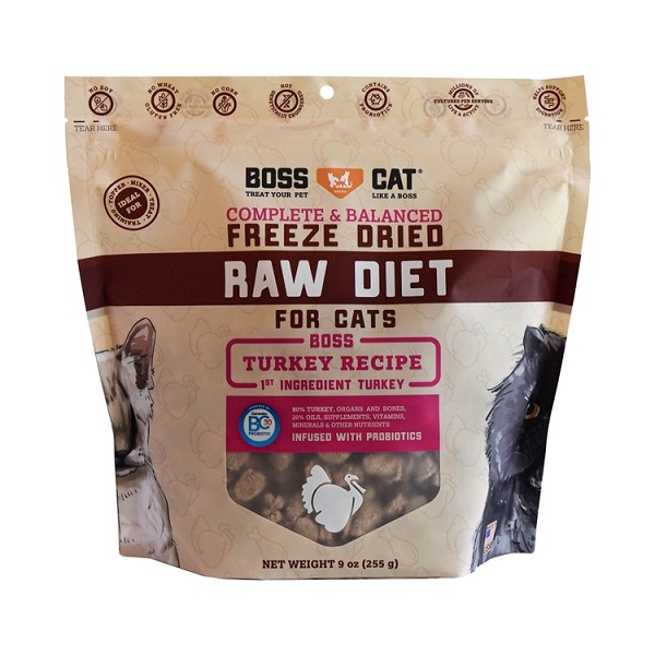 Boss Cat Complete & Balanced Freeze-Dried Raw Diet Turkey Recipe Cat Food - 9-oz