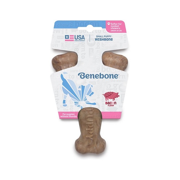 Benebone Bacon Flavor Wishbone Puppy Chew Toy - Small