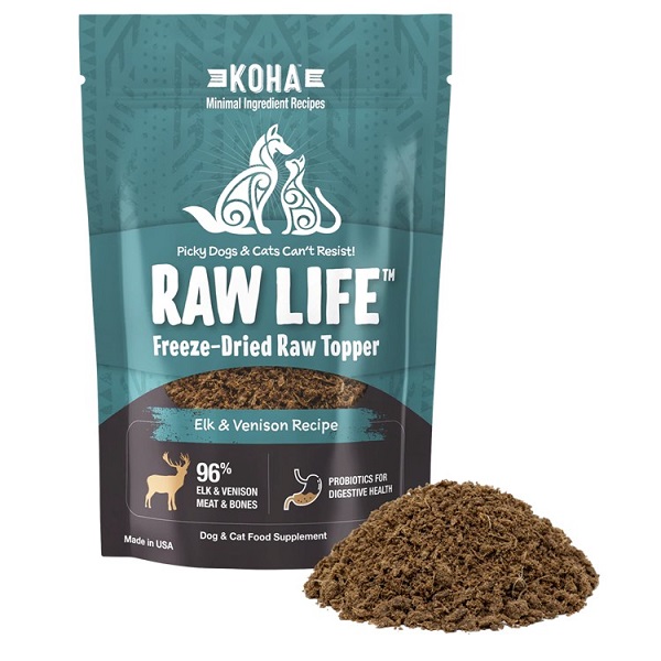 KOHA Raw Life Freeze-Dried Raw Topper Elk & Venison For Dogs & Cats - 8oz