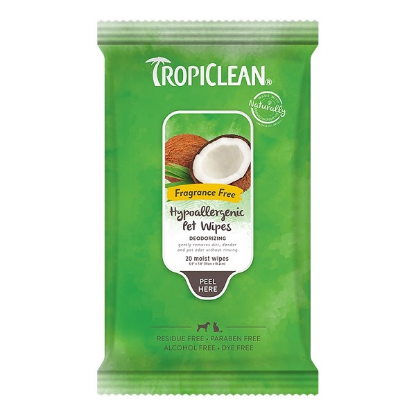 TropiClean Hypoallergenic Wipes for Pets - 20ct