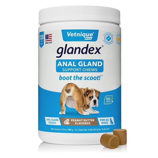 Vetnique Labs Glandex Anal Gland Support Chew Peanut Butter Flavored for Dogs - 120ct