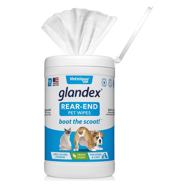 Vetnique Labs Glandex Rear-End Pet Wipes Fresh Scent - 75ct