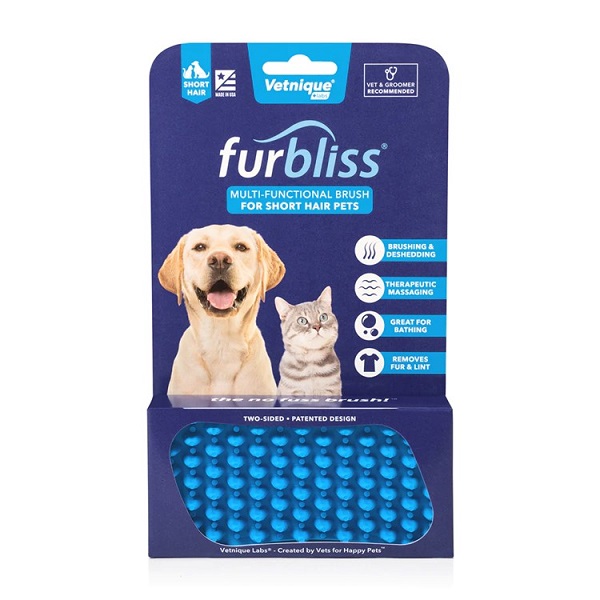 Vetnique Labs Furbliss Blue Brush for Pets with Short Hair