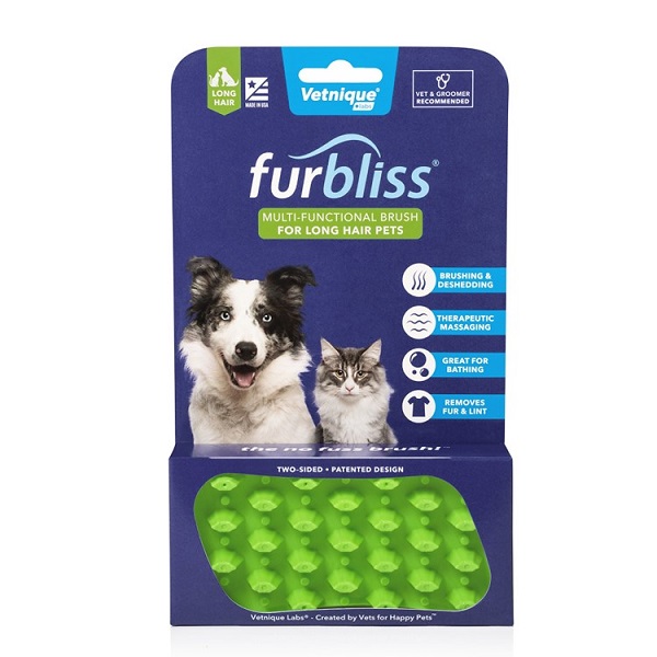 Vetnique Labs Furbliss Green Brush for Pets with Long Hair