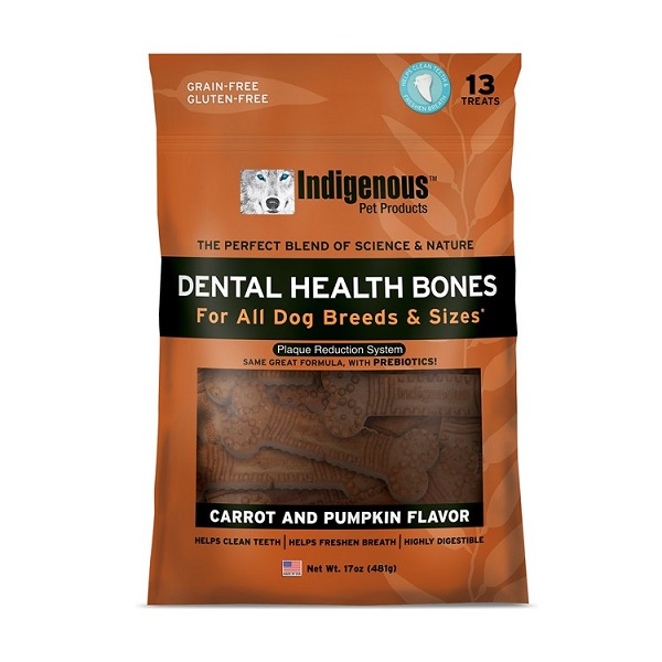 Indigenous Pet Carrot & Pumpkin Flavor Dental Bones For Dogs (17oz)