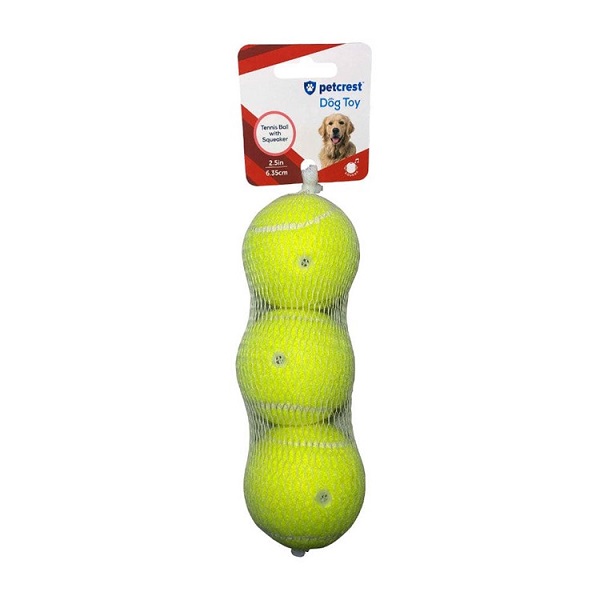 Petcrest Tennis Balls With Squeaker 2.5" For Dogs- 3ct