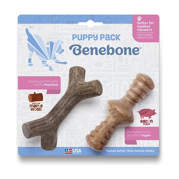 Benebone Puppy Pack Ziggler & Stick Bacon Flavor Chew Toy (2pk)